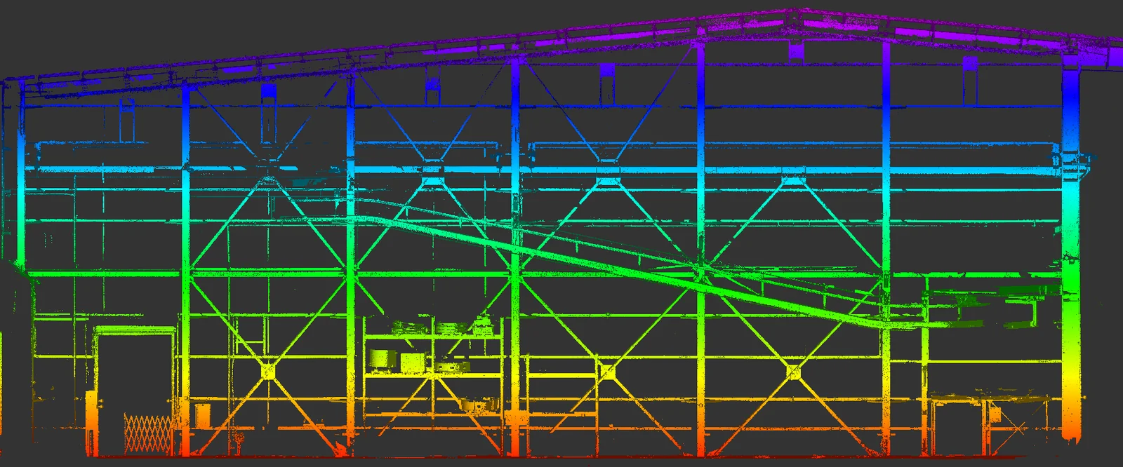 Colourised point-cloud sample showing structural geometry by elevation